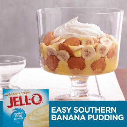 Jell-O Sugar Free Fat Free Banana Cream Flavored Instant Pudding Mix, 24 x 25 GR Case - DOT product image 3