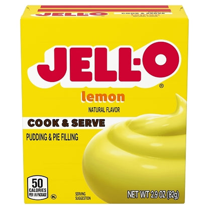 JELLO Lemon Pudding Lemon Flavored Instant Pudding Mix & Pie Filling, 24 x 82 GR Case - Bakery & Desserts