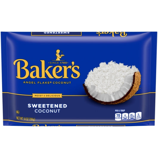 Bakers Sweetened Coconut Display, 10 x 396 GR Case - Snacks