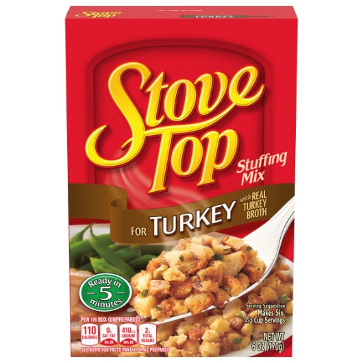 Stove Top TURKEY Stuffing, 12 x 6 oz Case - Rice & Grains