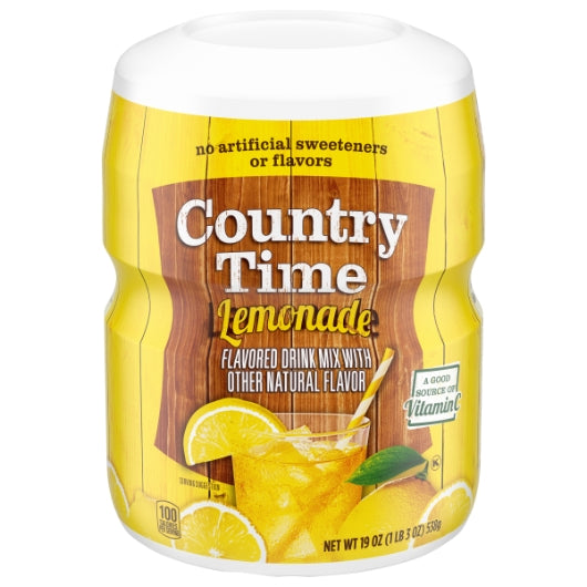 Country Time Lemonade Beverage Mix, 12 x 19 oz Case - Beverages