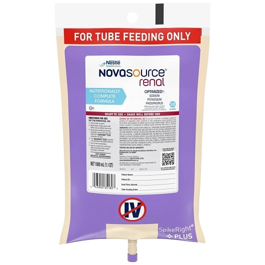 Novasource Renal Diabetes Tube Feeding Special Nutritional Supplement Liquid Formula, 6 x 33.8 fl oz Case - Nutrition