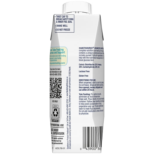Diabetisource Ac Diabetes Liquid Advanced Control Tube Feeding Liquid Formula, 24 x 8.45 fl oz Case - DOT product image 3