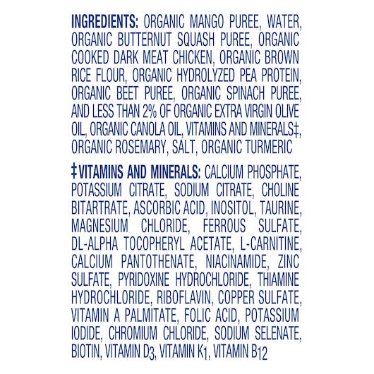 Compleat Pediatric Organic Blends Chicken/Garden Blend, 24 x 10.1 fl oz Case - Ingredients label