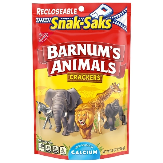 Barnum Animal Crackers Lunchbox Snak Saks, 12 x 8 oz Case - Crackers & Grahams