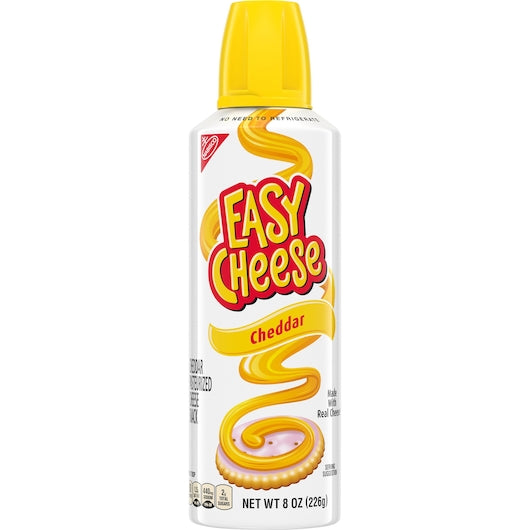 Easy Cheese Nabisco Pasteurized Cheddar Cheese Snack, 12 x 8 oz Case - Cheese & Dairy