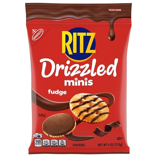 Ritz Drizzled Minis Fudge Crackers, 12 x 4 oz Case - Crackers & Grahams - image 2