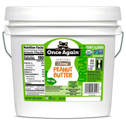 Once Again Nut Butter ORGANIC SMOOTH NO SALT PEANUT BUTTER, 1 x 9 lb Case - DOT product image 2