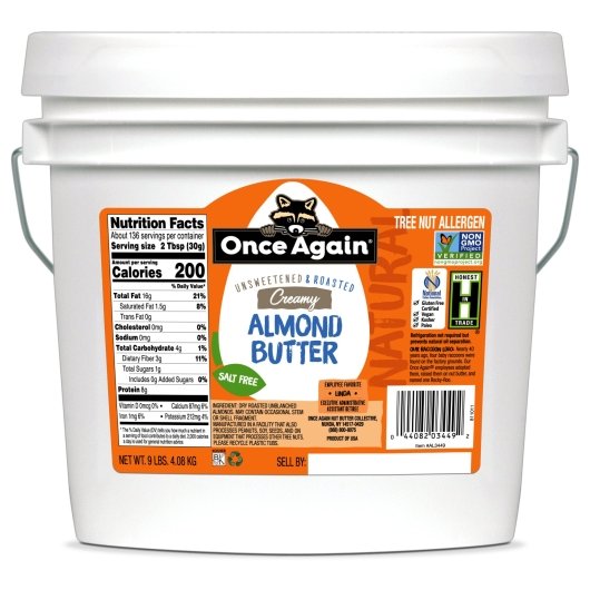 Once Again Nut Butter Natural Smooth Almond Butter, 1 x 9 lb Case - Nuts & Seeds