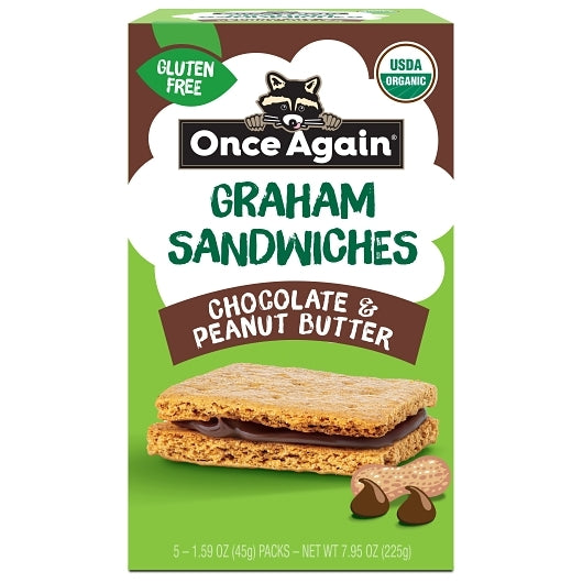 Once Again Chocolate Peanut Butter Graham Cracker Sandwich, 6 x 7.95 oz Case - Crackers & Grahams