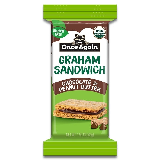 Once Again Nut Butter Chocolate Peanut Butter Graham Cracker Sandwich, 6 x 8 x 1.59 oz Case - Crackers & Grahams
