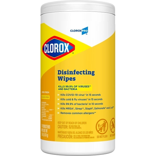Clorox Disinfectant Lemon Commercial Solutions Wipes, 6 x 75 ct Case - Cleaners & Sanitizers