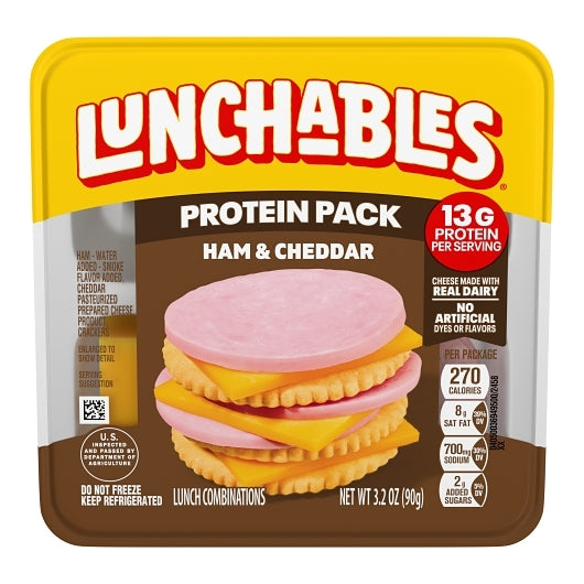 Lunchables Ham & Cheddar Cracker Stackers, 16 x 3.2 oz Case - Crackers & Grahams