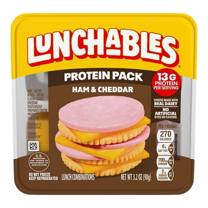 Lunchables Ham & Cheddar Cracker Stackers, 16 x 3.2 oz Case - Crackers & Grahams