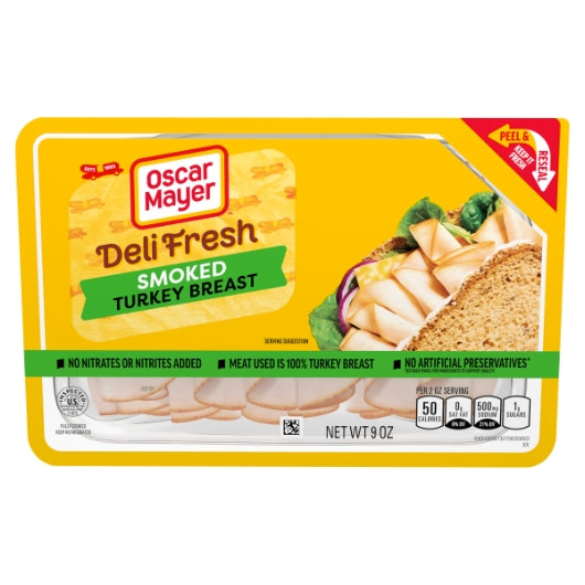 Oscar Mayer Deli Shaved Smoked Turkey Breast, 8 x 9 oz Case - Frozen Meat & Seafood