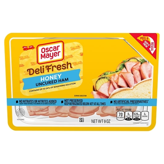 Oscar Mayer Deli Meat Shaved Honey Ham, 8 x 9 oz Case - Pantry Ingredients