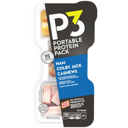 Oscar Mayer P3 Portable Protein Pack: Ham, Cashew, and Colby Jack, 2 x 5 x 2 oz Case - DOT product image 2
