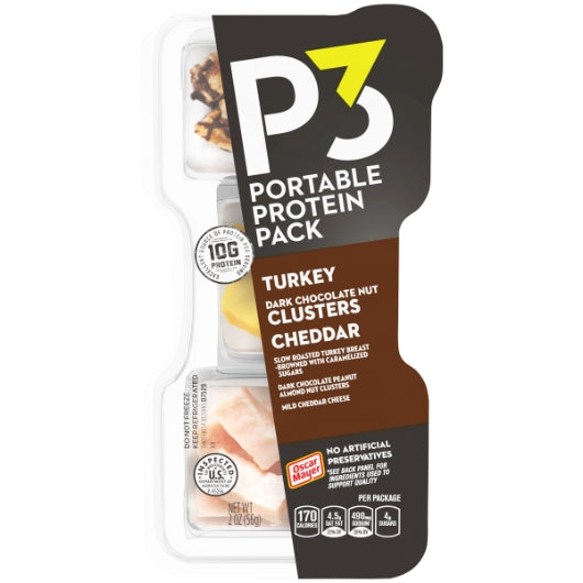 Oscar Mayer P3 Portable Protein Pack Turkey, Mild Cheddar Cheese, Dark Chocolate Peanut Almond Cluster, 2 x 5 x 56 GR