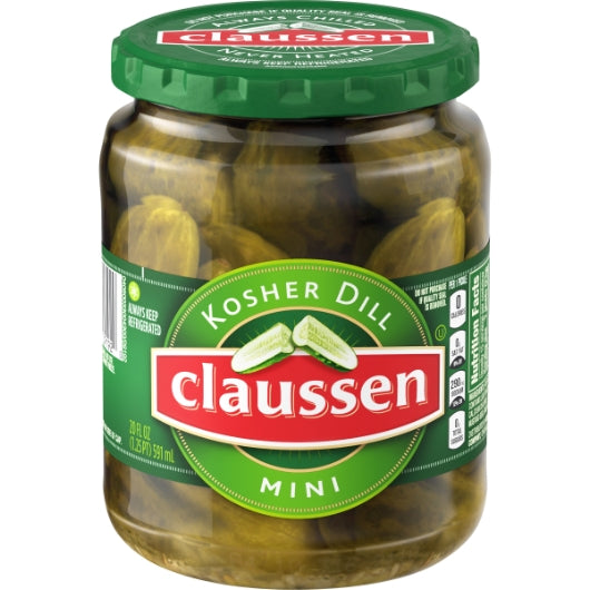 Claussen Kosher Dill Mini Pickle Mini Jar, 12 x 591 ML Case - Condiments & Sauces