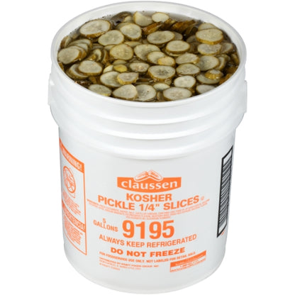 Claussen Kosher 1/4 Smooth Pickle Chip Bulk, 1 x 5 GA Case - Condiments & Sauces