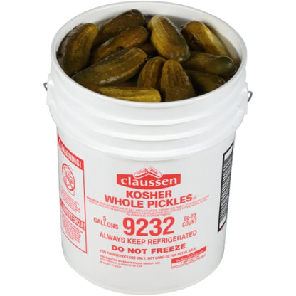 Claussen Kosher Dill Pickle Whole Bulk, 1 x 5 GA Case - Condiments & Sauces