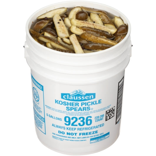 Claussen Kosher 260 Count Pickle Spear Bulk, 1 x 5 GA Case - Condiments & Sauces