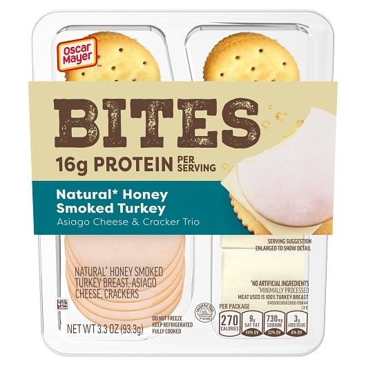 Oscar Mayer Turkey, Asiago Cheese & Cracker Trio, 7 x 3.3 oz Case - Crackers & Grahams