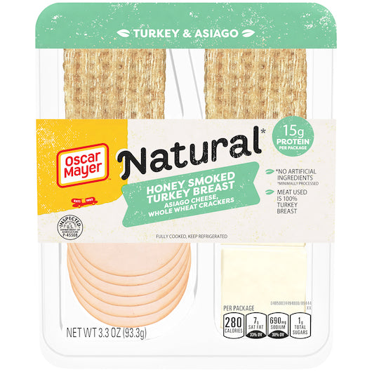 Oscar Mayer Turkey, Asiago Cheese & Cracker Trio, 7 x 3.3 oz Case - DOT product image 2