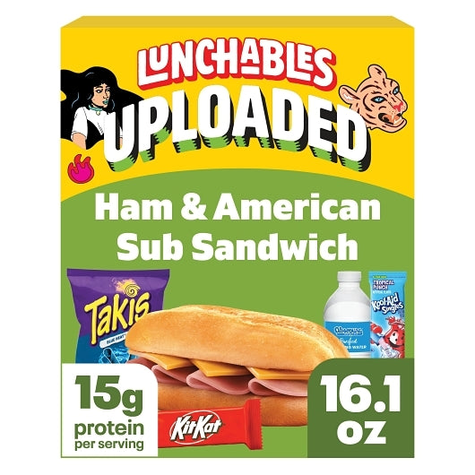 Lunchables Ham & American Sub Sandwich Kit, 6 x 15.61 oz Case - Frozen Meat & Seafood