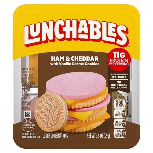 Oscar Mayer Lunchables Ham & Cheddar Cheese with Vanilla Creme Cookies, 16 x 3.5 oz Case - DOT product image 2