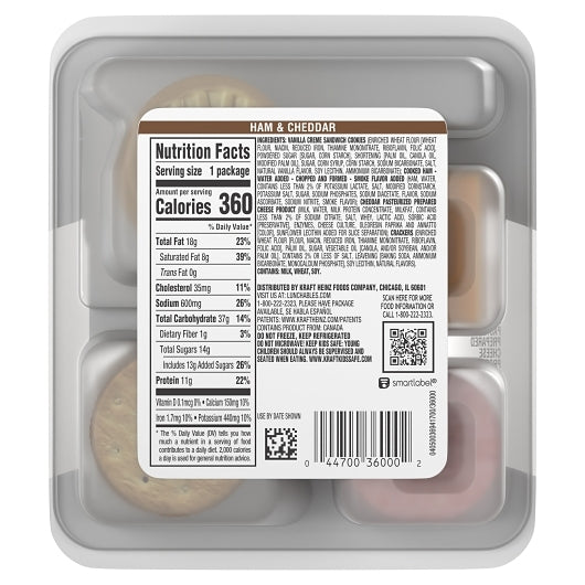 Oscar Mayer Lunchables Ham & Cheddar Cheese with Vanilla Creme Cookies, 16 x 3.5 oz Case - DOT product image 5