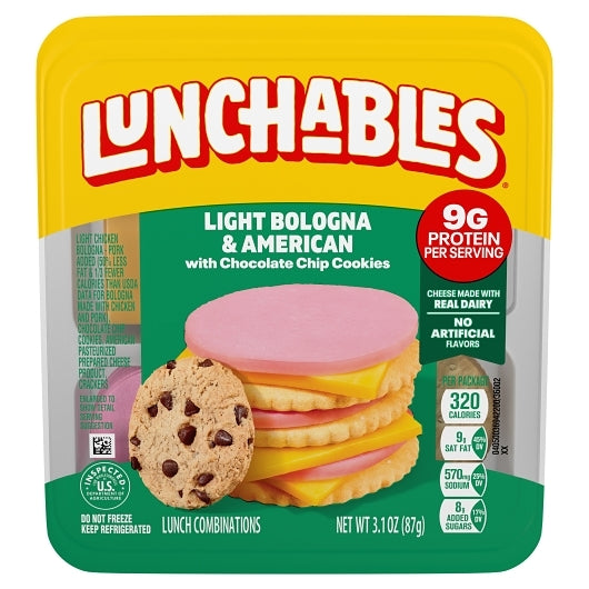Oscar Mayer Lunchables Light Bologna & American Cheese with Chocolate Chip Cookies, 16 x 3.1 oz Case - Bakery & Desserts