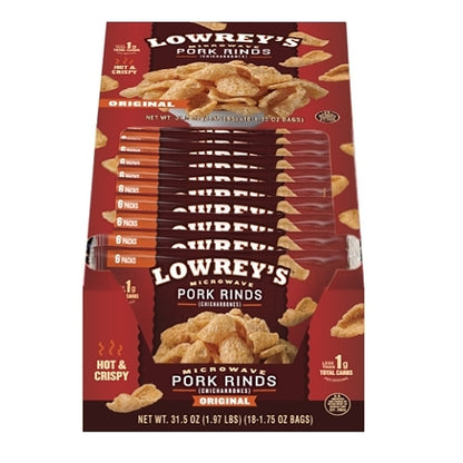 Lowrey's Original Bacon Curls Original, 2 x 18 x 1.75 oz Case - Meat, Poultry & Seafood