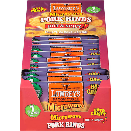 Lowreys Bacon Curls Spicy, 2 x 18 x 1.75 oz Case - Meat, Poultry & Seafood