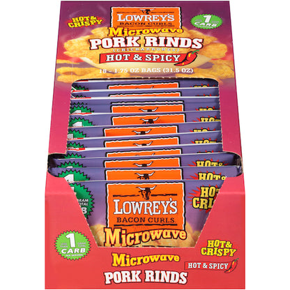 Lowreys Bacon Curls Spicy, 2 x 18 x 1.75 oz Case - Meat, Poultry & Seafood
