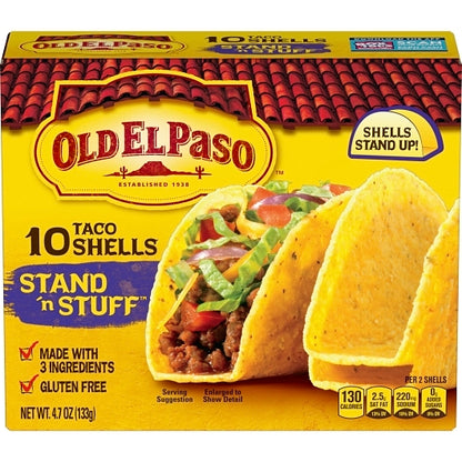 Old El Paso Stand 'N Stuff Taco Shells, 12 x 4.7 oz Case - Breads, Rolls & Buns