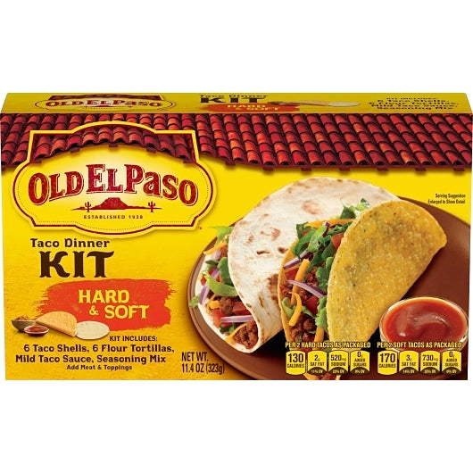 Old El Paso Hard and Soft Taco Dinner Kit, 12 x 11.4 oz Case - Prepared Foods
