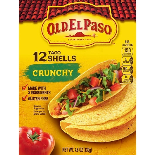 Old El Paso 5 Inch Gluten Free Crunchy Taco Shells, 12 x 4.6 oz Case - DOT product image 3