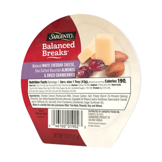 Sargento White Cheddar With Almonds & Cranberry, 4 x 3 x 1.5 oz Case - DOT product image 5