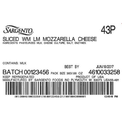 Sargento Whole Milk Low Moisture Mozzarella Sliced Cheese, 12 x 19.8 oz Case - DOT product image 8