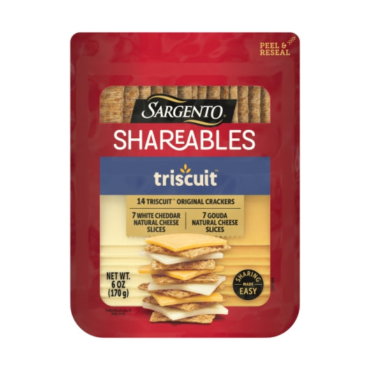 Sargento Shareables Triscuit Cracker With Mild White Cheddar And Gouda Cheese, 5 x 6 oz Case - Crackers & Grahams