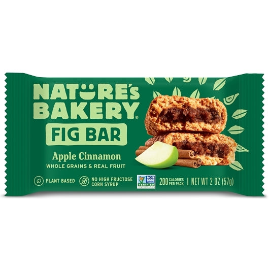 Nature's Bakery Whole Wheat Apple Cinnamon Fig Bar, 7 x 12 x 2 oz Case - Bakery & Desserts