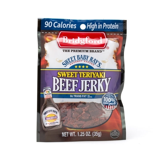 Bridgford Sweet Teriyaki Beef Jerky, 6 x 8 x 1.25 oz Case - Meat Snacks