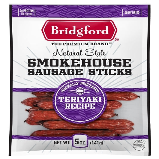Bridgford Teriyaki Smokehouse Sausage Sticks, 8 x 5 oz Case - Meat, Poultry & Seafood