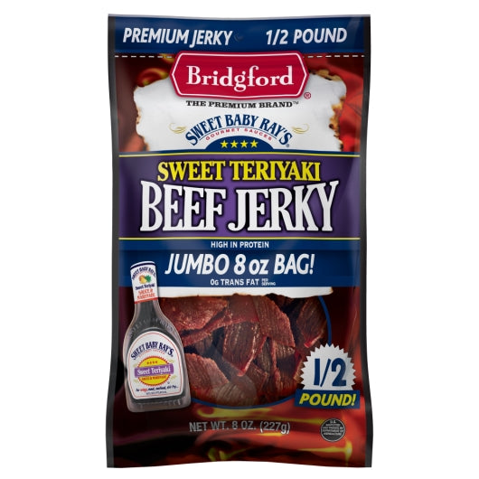 Bridgford Teriyaki Beef Jerky, 8 x 8 oz Case - Meat Snacks