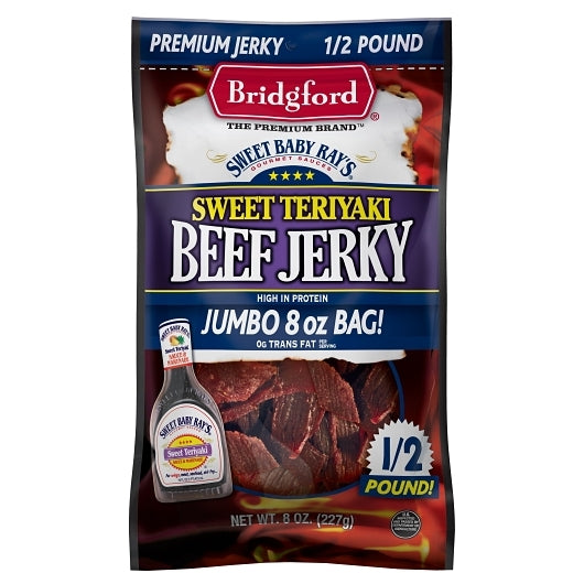 Bridgford Teriyaki Beef Jerky, 8 x 8 oz Case - Meat Snacks - image 2