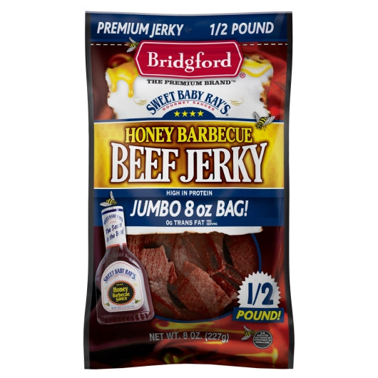 Bridgford Honey Barbecue Beef Jerky, 8 x 8 oz Case - Pantry Ingredients