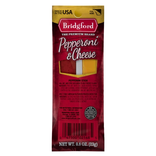 Bridgford Pepperoni & Cheese Sticks, 8 x 9 x 0.8 oz Case - Meat, Poultry & Seafood