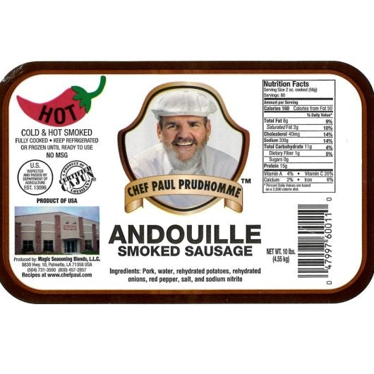 Magic Seasoning Blends Hot Andouille Smoked Sausage, 1 x 10 lb Case - Spices Seasonings