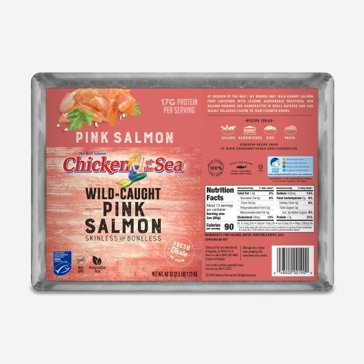 Chicken Of The Sea Skinless Boneless Pink Salmon Pouch, 6 x 40 oz Case - Meat, Poultry & Seafood
